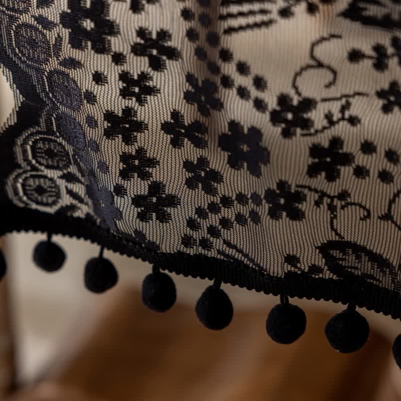 Ownkoti Floral Leaf Lace Tassel Table Runner - image 11