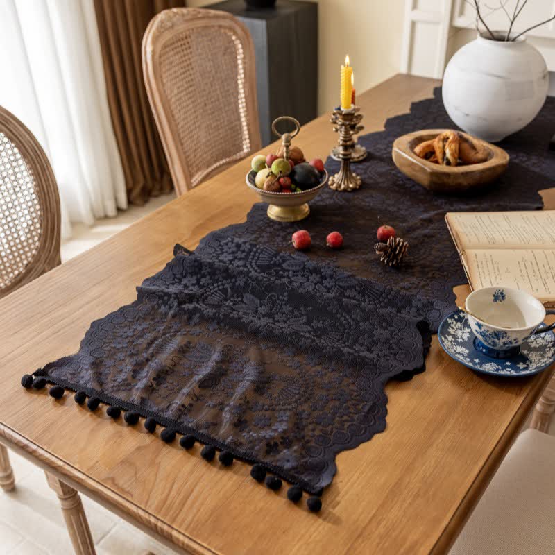Ownkoti Floral Leaf Lace Tassel Table Runner - image 10