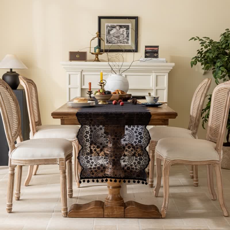 Ownkoti Floral Leaf Lace Tassel Table Runner - image 7