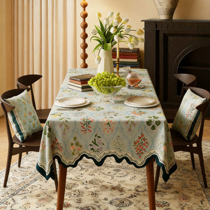 Ownkoti Botanical Floral Scalloped Edge Tablecloth - image 1
