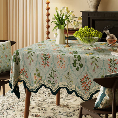 Ownkoti Botanical Floral Scalloped Edge Tablecloth - image 0