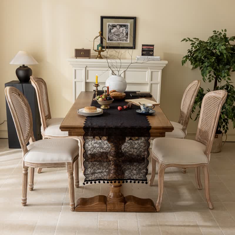 Ownkoti Elegant Floral Lace Tassel Table Runner - image 8