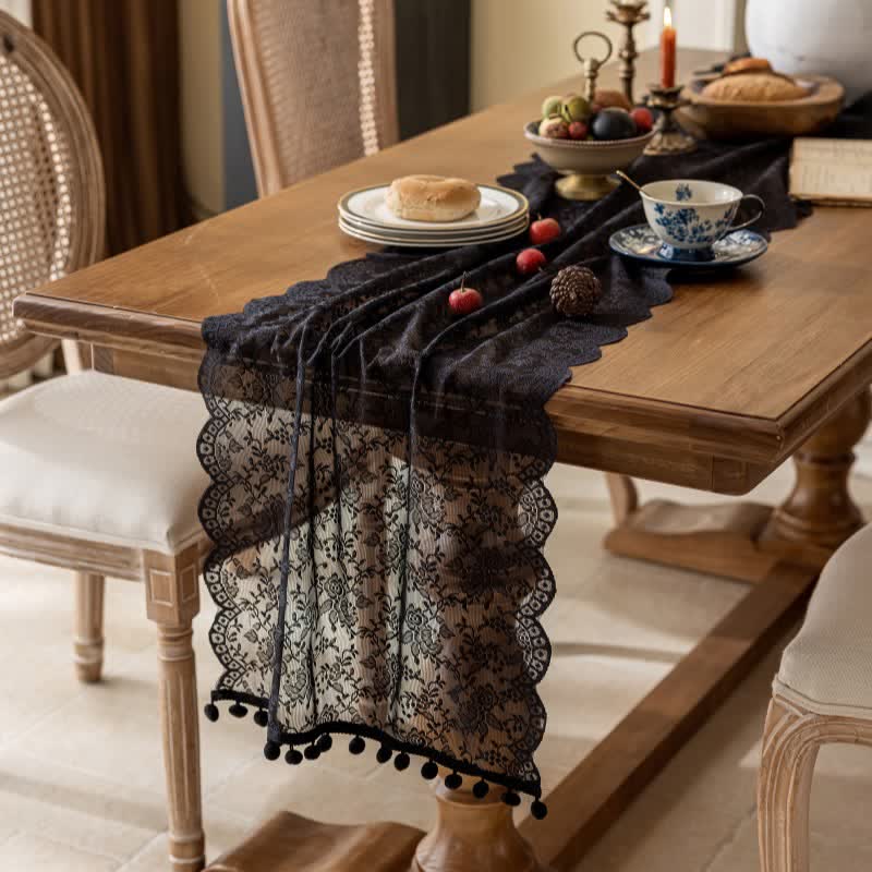 Ownkoti Elegant Floral Lace Tassel Table Runner - image 9