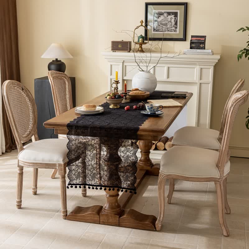 Ownkoti Elegant Floral Lace Tassel Table Runner - image 7