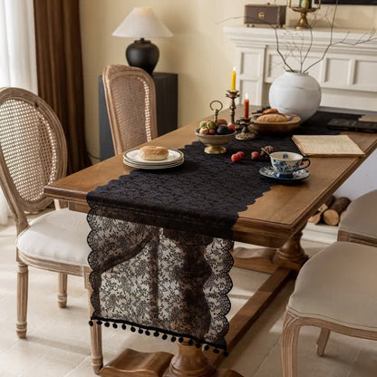 Ownkoti Elegant Floral Lace Tassel Table Runner - image 6
