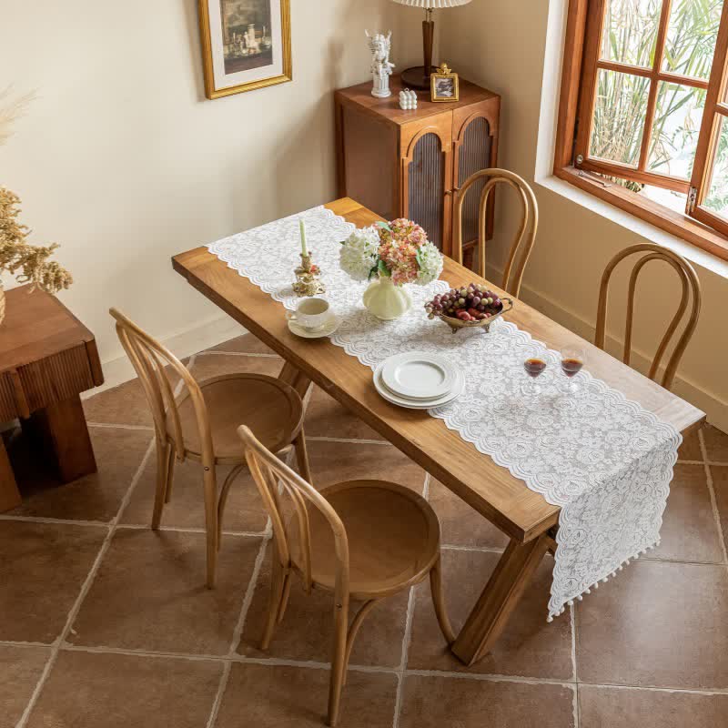 Ownkoti Rose Jacquard Lace Tassel Table Runner - image 1