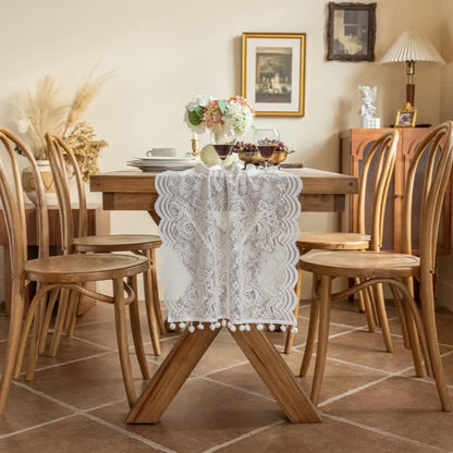 Ownkoti Rose Jacquard Lace Tassel Table Runner - image 3