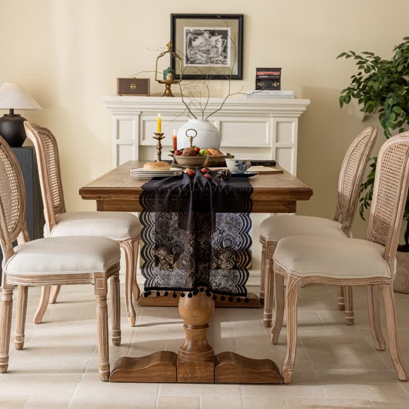 Ownkoti Rose Jacquard Lace Tassel Table Runner - image 9