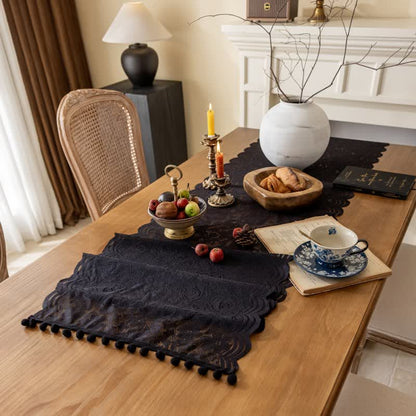 Ownkoti Rose Jacquard Lace Tassel Table Runner - image 12