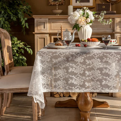 Ownkoti Floral Jacquard Lace Scalloped Edge Tablecloth - image 2