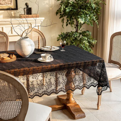 Ownkoti Floral Jacquard Lace Scalloped Edge Tablecloth - image 11