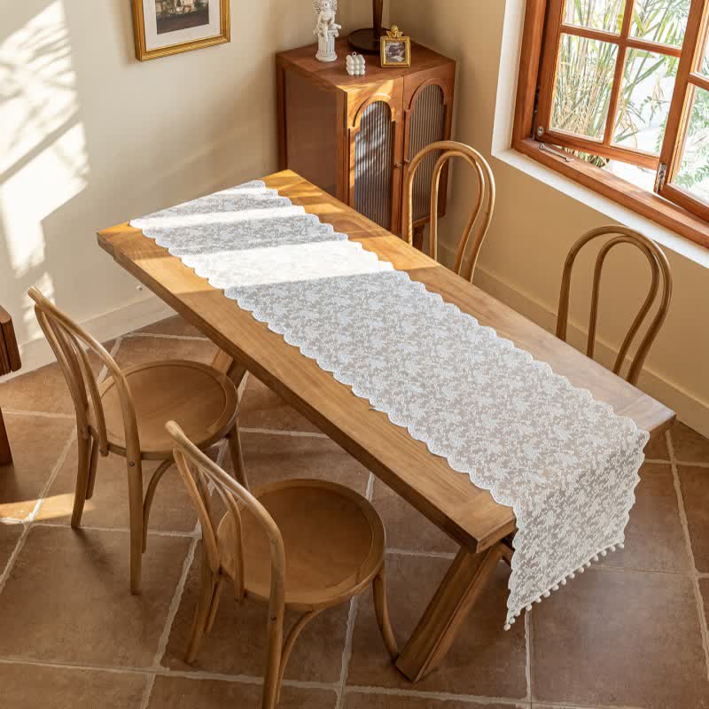 Ownkoti Elegant Floral Lace Tassel Table Runner - image 4