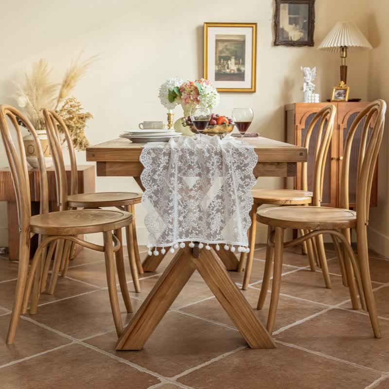 Ownkoti Elegant Floral Lace Tassel Table Runner - image 2