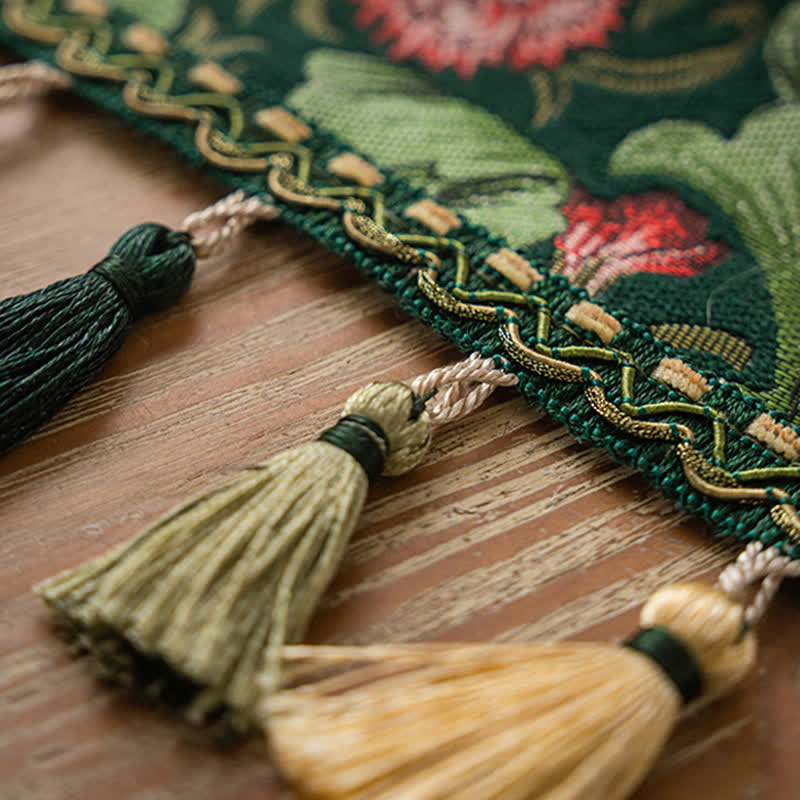 Ownkoti Tropical Leaf Jacquard Tassel Table Runner - image 8