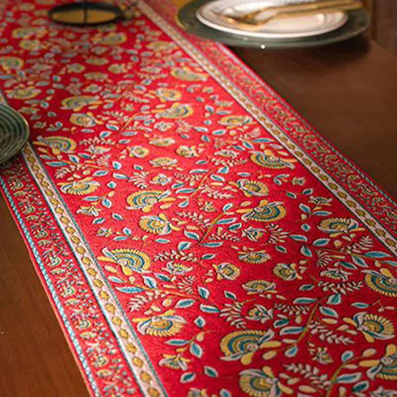 Ownkoti Vintage Branch Jacquard Tassel Table Runner - image 4
