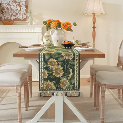 Ownkoti Sunflower Jacquard Tassel Table Runner - image 4