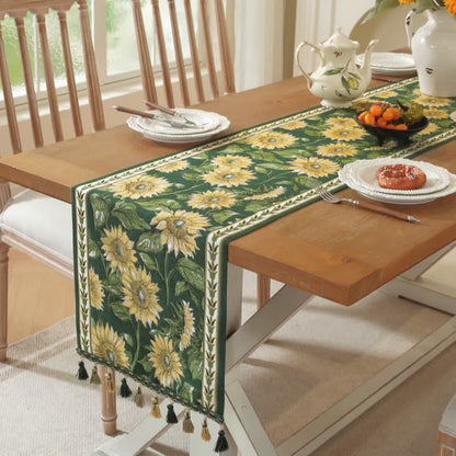 Ownkoti Sunflower Jacquard Tassel Table Runner - image 1