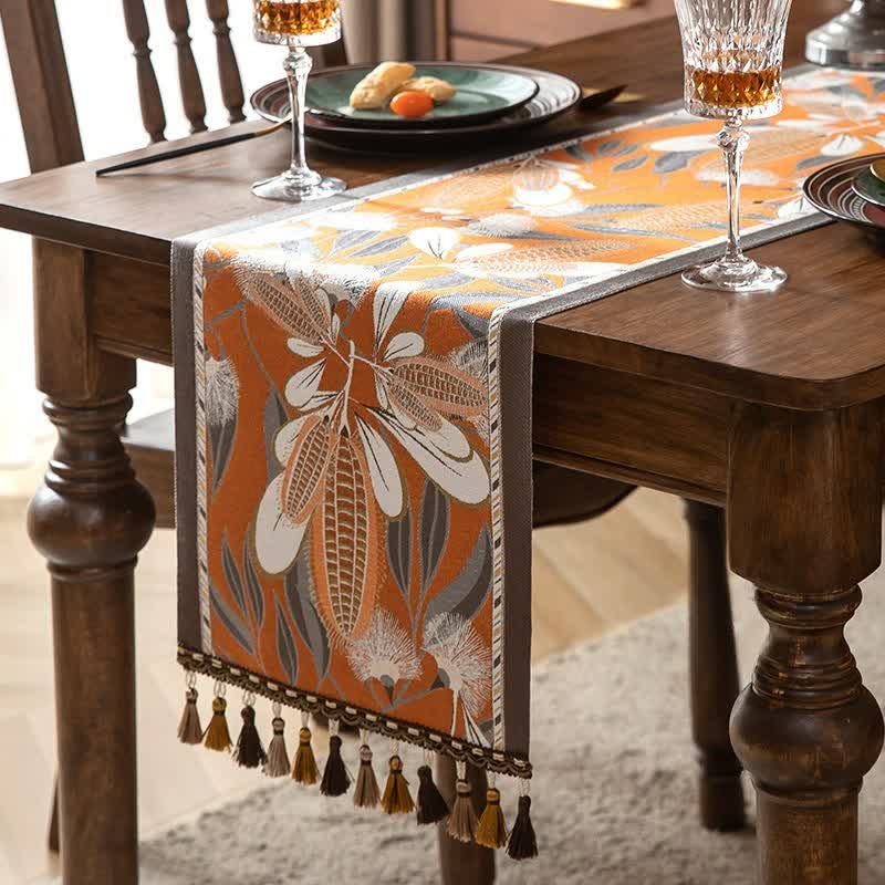Ownkoti Artistic Corn Jacquard Tassel Table Runner - Orange - 13'' × 118'' - image 0