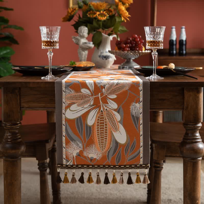 Ownkoti Artistic Corn Jacquard Tassel Table Runner - image 1