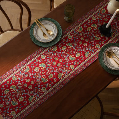 Ownkoti Vintage Branch Jacquard Tassel Table Runner - image 3