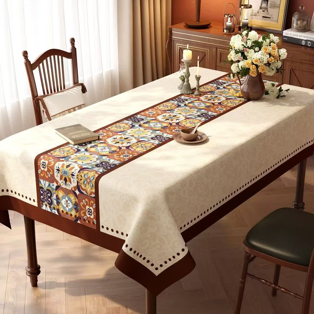 Ownkoti Boho Moroccan Tile Patchwork Tablecloth - C - 55'' × 86'' - image 2