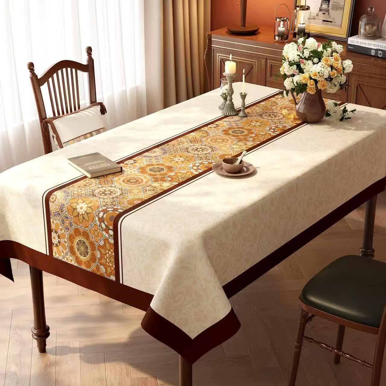Ownkoti Boho Moroccan Tile Patchwork Tablecloth - D - 55'' × 86'' - image 3
