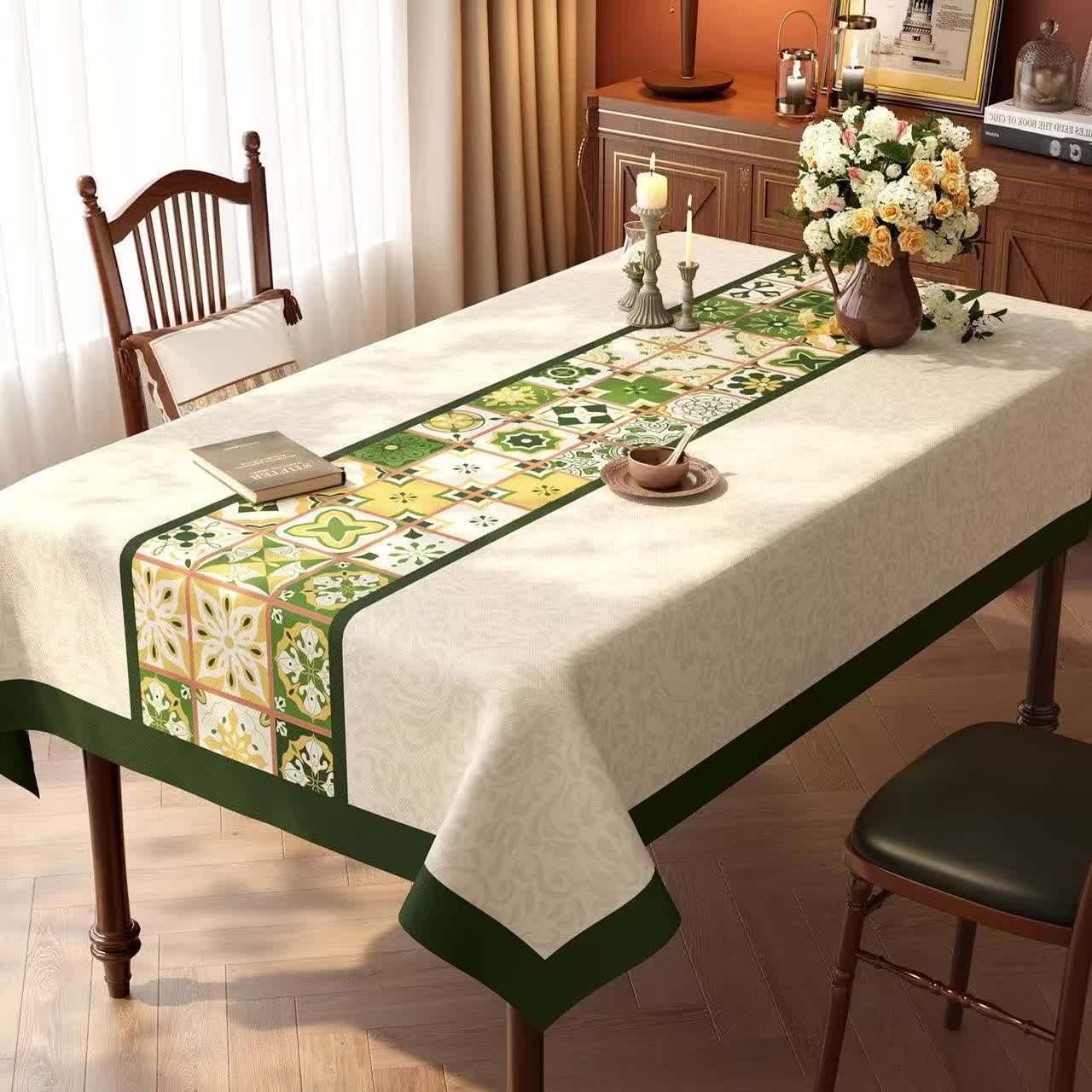 Ownkoti Boho Moroccan Tile Patchwork Tablecloth - E - 55'' × 86'' - image 4