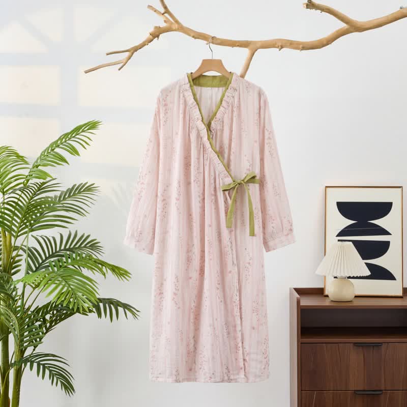 Ownkoti Ditsy Floral Cotton Gauze Kimono Nightgown - image 2