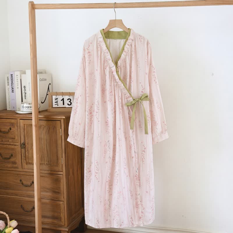 Ownkoti Ditsy Floral Cotton Gauze Kimono Nightgown - image 1