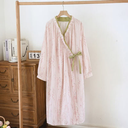 Ownkoti Ditsy Floral Cotton Gauze Kimono Nightgown - image 1