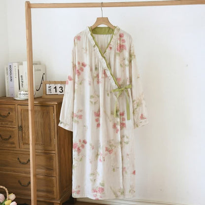 Ownkoti Watercolor Floral Cotton Gauze Kimono Nightgown - image 2