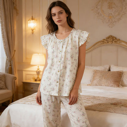 Ownkoti Rose Cotton Flutter Sleeve Loungewear Set - image 2
