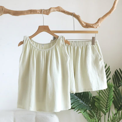 Ownkoti Cotton Double Gauze Tank Top & Shorts Set - Green - XL - image 12