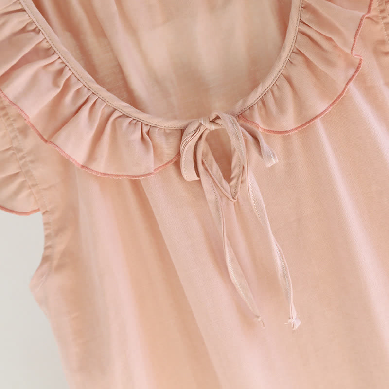 Ownkoti Cotton Gauze Solid Flutter Sleeve Nightdress - image 8