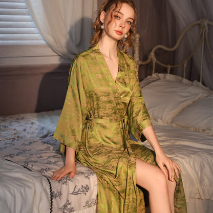 Ownkoti Subtle Vintage Pattern 3/4 Sleeve Robe - image 3