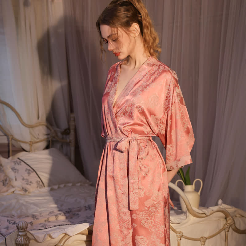 Ownkoti Romantic Rose 3/4 Sleeve Kimono Robe - image 3