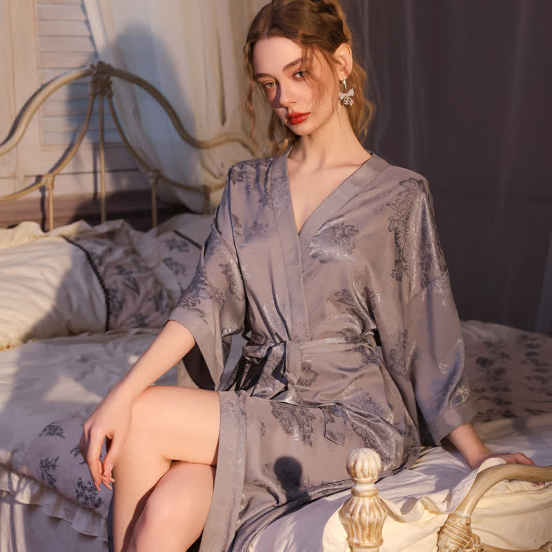 Ownkoti Luxury Floral 3/4 Sleeve Kimono Robe - image 7