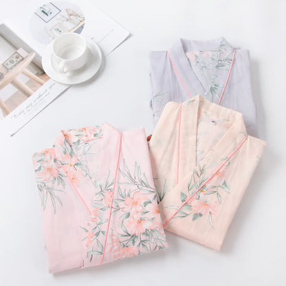 Ownkoti Pink Floral Cotton Gauze Kimono Robe - image 1
