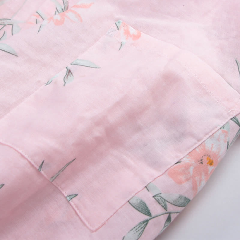 Ownkoti Pink Floral Cotton Gauze Kimono Robe - image 4