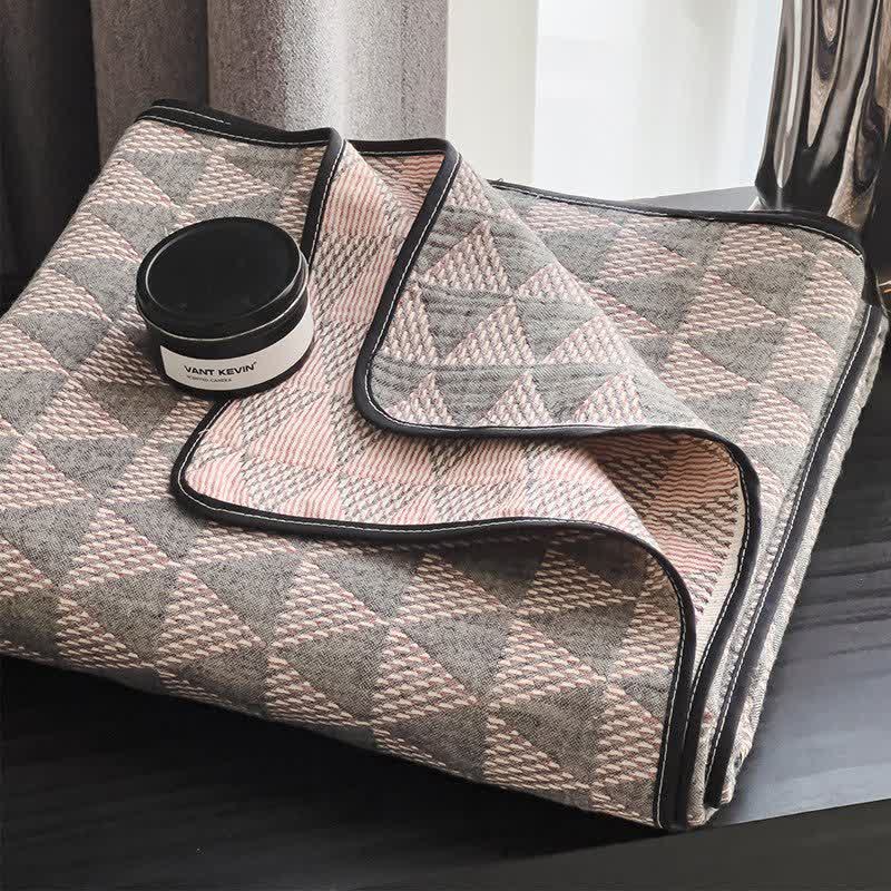 Ownkoti Geometric Triangle Cotton Gauze Quilt Blanket - image 3