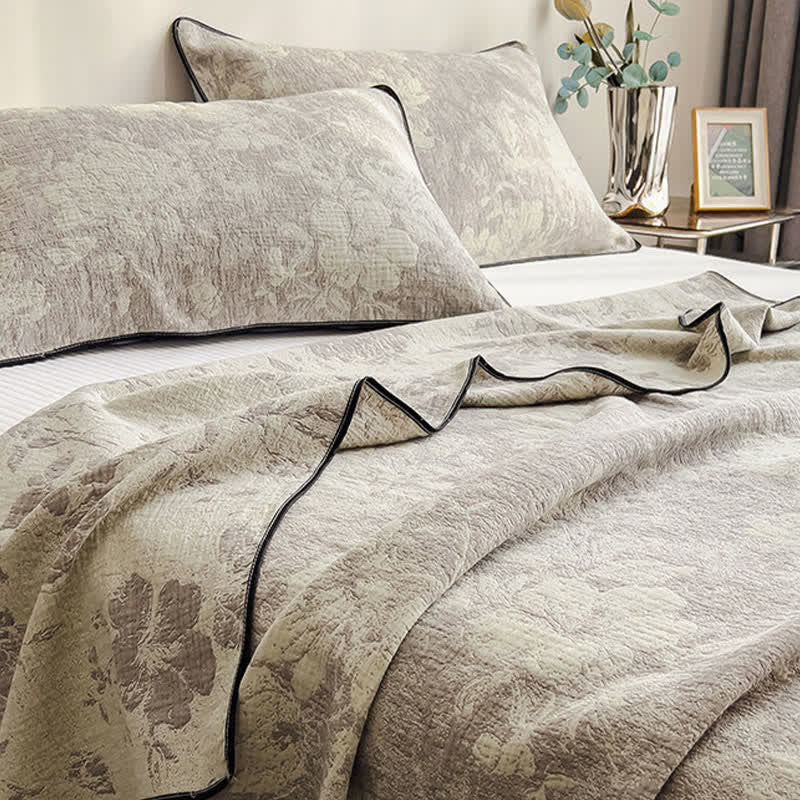Ownkoti Subtle Floral Cotton Gauze Quilt Blanket - image 1