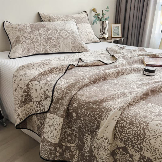 Ownkoti Patchwork Style Cotton Gauze Quilt Blanket - 2PCS Pillowcases - 19" x 29" - image 0