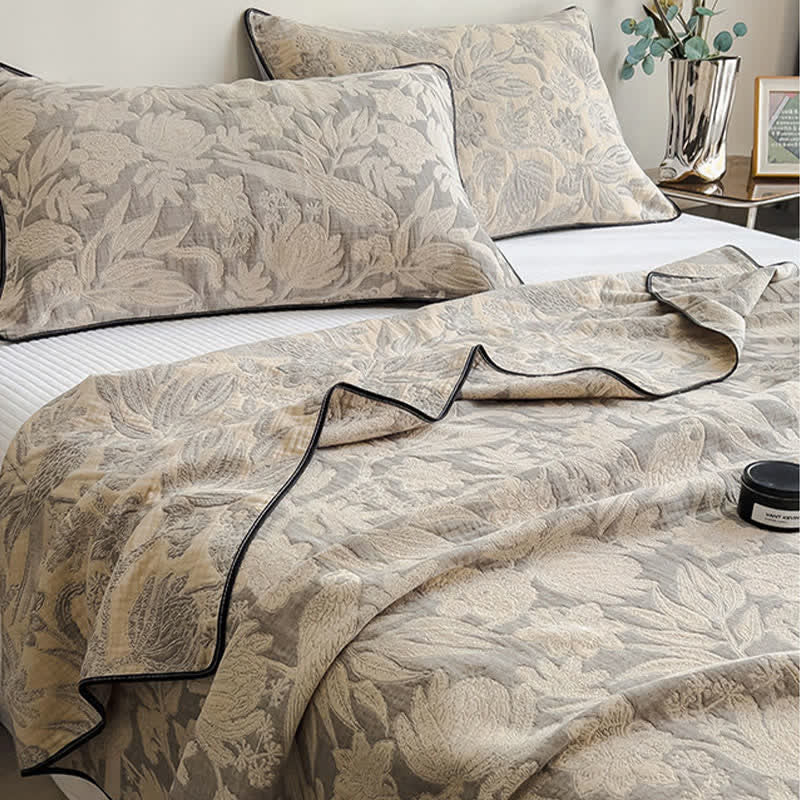 Ownkoti Floral & Leaf Cotton Gauze Quilt Blanket - image 7