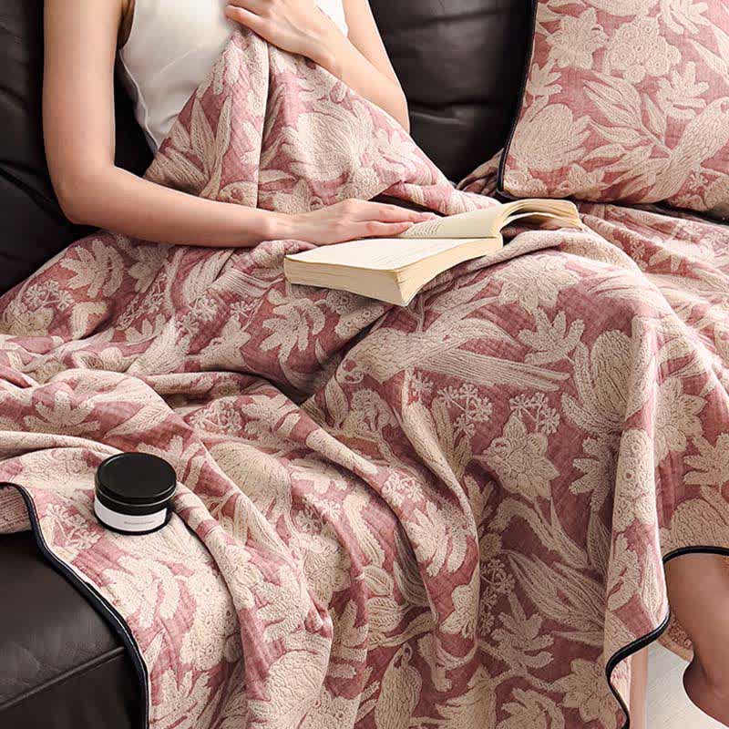 Ownkoti Floral & Leaf Cotton Gauze Quilt Blanket - image 4