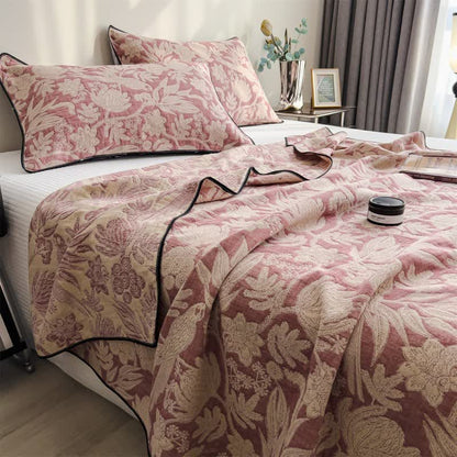 Ownkoti Floral & Leaf Cotton Gauze Quilt Blanket - Pink - 2PCS Pillowcases - 19" x 29" - image 0