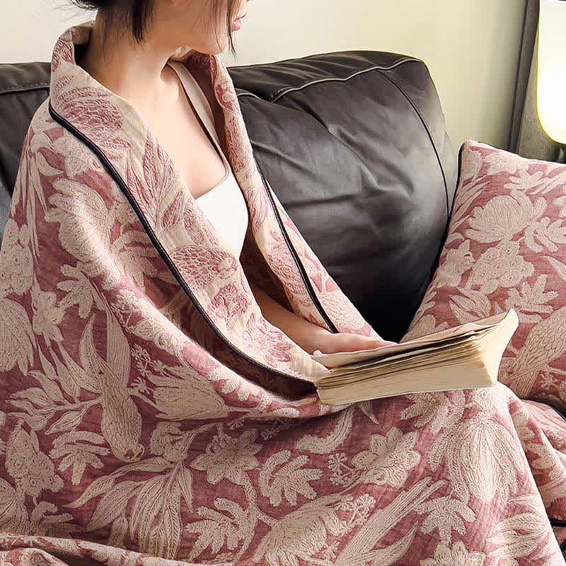 Ownkoti Floral & Leaf Cotton Gauze Quilt Blanket - image 3
