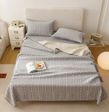 Ownkoti Leafy Stripe Cotton Gauze Quilt Blanket - image 4