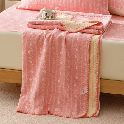 Ownkoti Leafy Stripe Cotton Gauze Quilt Blanket - image 1