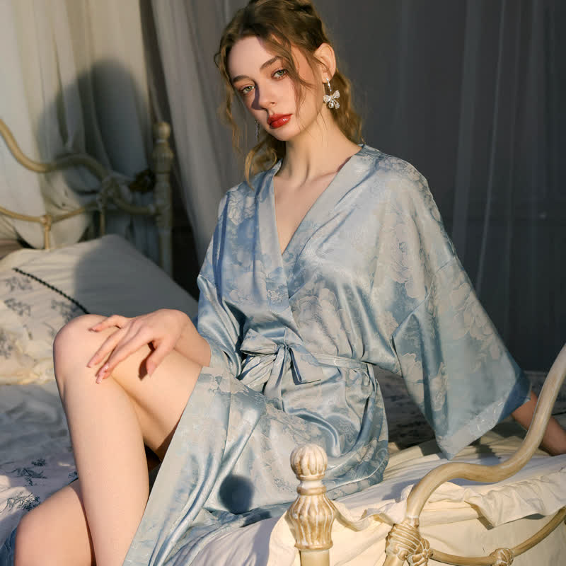 Ownkoti Peony Floral 3/4 Sleeve Kimono Robe - image 2