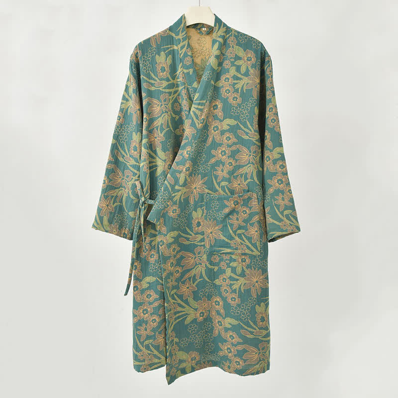 Ownkoti Pastoral Floral Jacquard Kimono Cotton Robe - image 8
